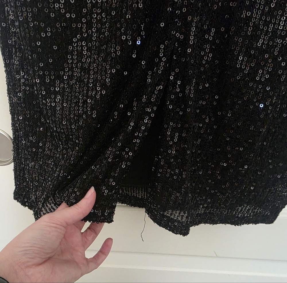 Unique Vintage Black Sequin Wiggle Dress - Picture 10 of 17